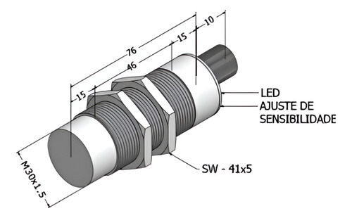 Sensor Capacitivo Não Faceado M30 Saída Conector M12 4 Pinos