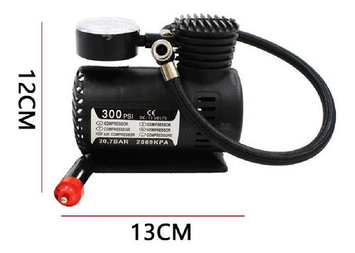 Imagem 9 de 10 de Mini Compressor De Ar 300 Automotivo Pneu Moto Bike Bola Etc