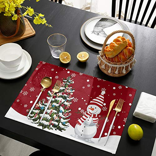Juego De 4 Individuales De Navidad, Feliz Navidad Muñeco De