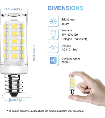 KLG E12 Bombilla Led Candelabro 4w C7 Equivalente Una Base 4