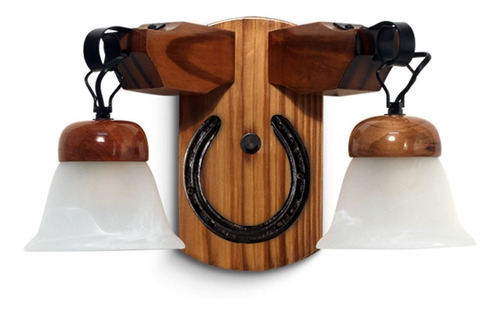 Lampara Aplique Rustico 2 Luces Led Vintage Madera Carilux