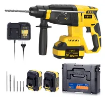 Comprar Martelete Perfurador Rompedor Sem Fio Professional Martelo Rotativo Sem Fio com 2 Baterias Li-ion de 20V, Motor Brushless, Embreagem de Segurança, 4 Funções, para Concreto, Alvenaria, Madeira e Metal