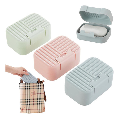 3 Jaboneras Porta Jabón Con Tapa Caja Jabón Para Baño Viaje