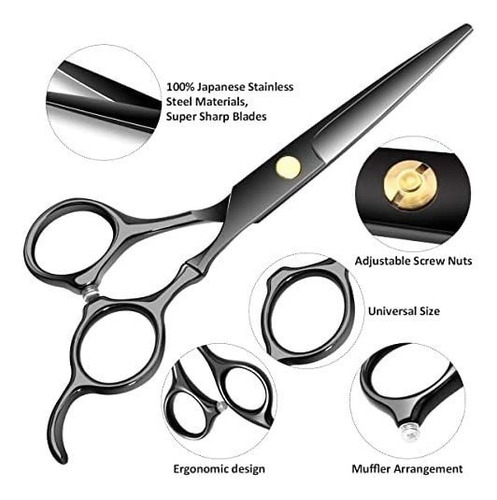 Kit Tijeras De Peluquería Multifuncionales -negro Y Marron