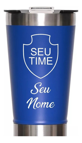 Copo Térmico Cerveja Abridor Personalizado Nome E Time Ofer Cor Azul Time E Nome