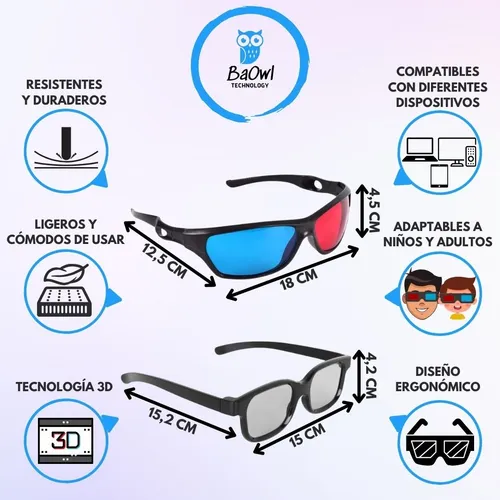 Gafas 3D Anaglifas Lente Rojo Y Azul