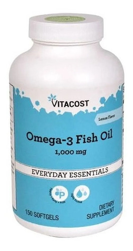 Omega 3 Óleo De Peixe - Vitacost 1000 Mg - 150 Soft- Limão Sabor Neutro - 04/2025