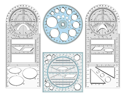 Regla Geométrica Multifuncional 4 Piezas Regla De Dibujo Med