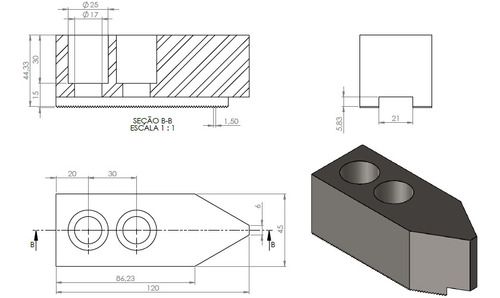 Castanha Mole Autoblock 250 - Canal 21 Mm - Ponta Fina