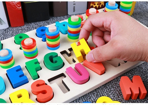 Preescolar Juguete Madera Montessori Abecedario Y Numeros