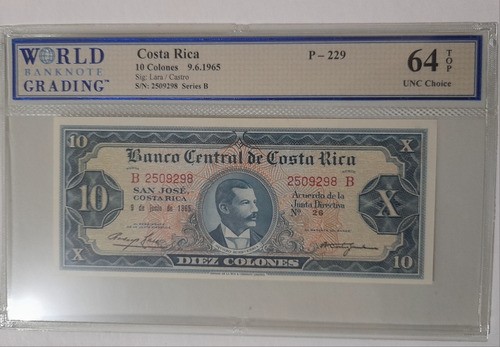Billete 100b Costa Rica 1965, Buena Fecha 
