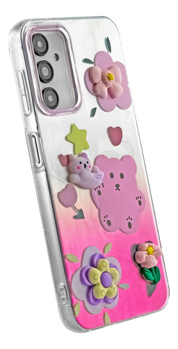 Funda Muñequitos 3d Antigolpes Para Samsung Elegi Modelo Osito Rosa A55