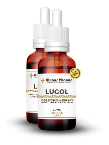Lugol 5% 2 Vidros 30ml Alta Qualidade Sabor Sem Sabor