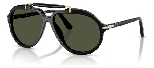 Persol Senna Series PO0202s 95/31-57, color negro, marco negro, varilla y lente verde