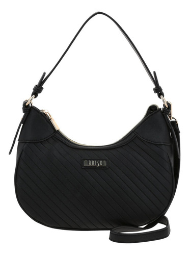 Bolso Baguette Madison Player Para Dama Negro Ajustable Negro Lisa Níquel Negro