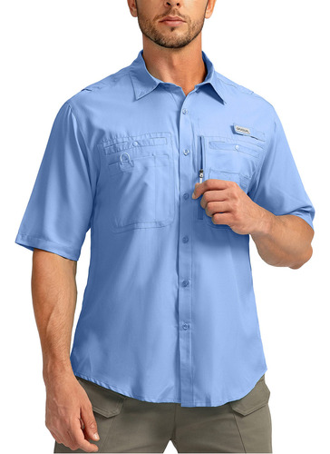 Camisas De Pesca Para Hombre Con Bolsillos Con Cremallera, .