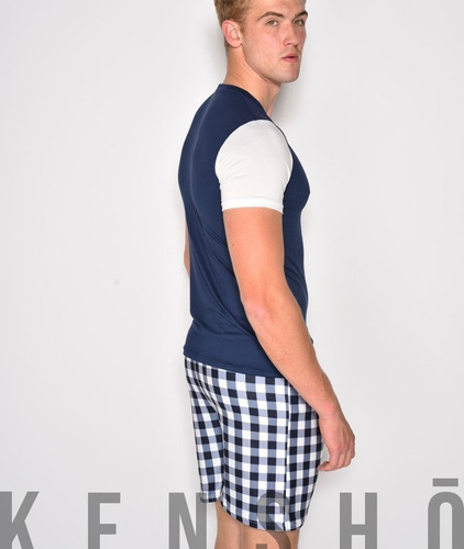 Imagen 3 de 4 de Juego De Pijamas Unisex Short Azul Nueva Algodón Fpx