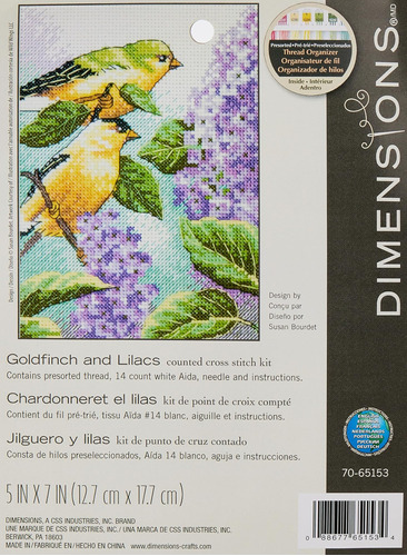 Dimensions Goldfinch And Lilacs Counted Cross Stitch Kit, 14