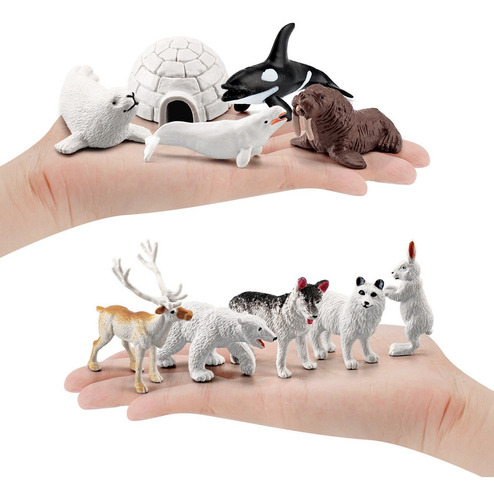 B 10pcs Mini Simulação Urso Polar Beluga Bunny Seals Polars