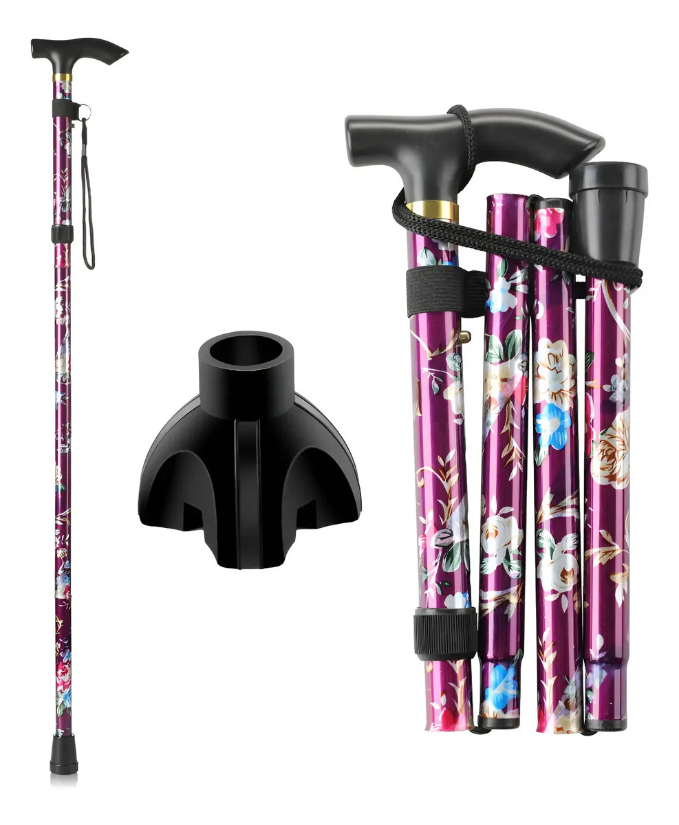 Bastón Plegable Retráctil Ajustable Muleta Para Ancianos 85-95cm Peso soportado 120 kg Color Violeta KEKOY