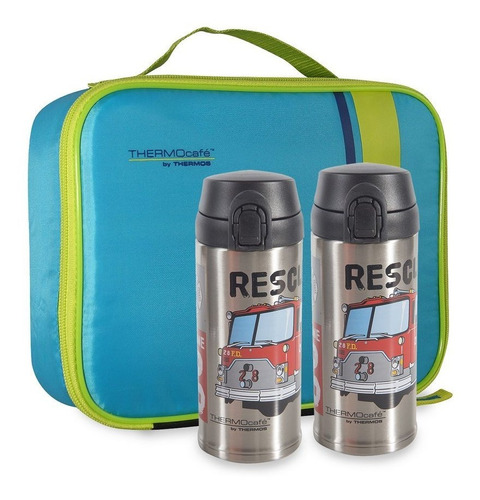 Pack Lonchera + 2 Botellas Acero Inox Bombero - Thermos