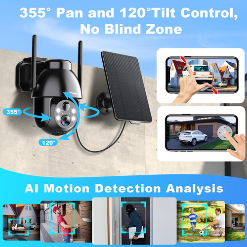 Cámara De Seguridad Seevision 2k 3mp Con Energía Solar Ptz W