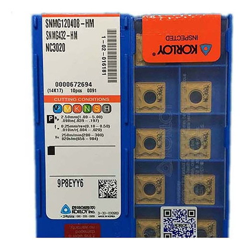 Insert Giratorio Snmg120408-hm Nc3020 100% Original, 10 Uni