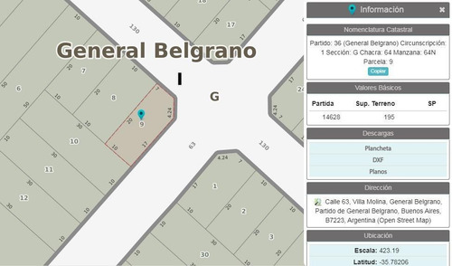 Imagen 2 de 12 de Terreno En Venta En Esquina - Barrio Olivares - General Belgrano Bsas