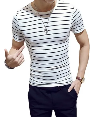 A Polera A Rayas Para Hombre, Poleras Ajustadas De