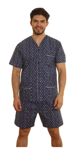 Imagen 4 de 10 de Pijama Hombre Manga Corta Bermuda Algodón Verano Talle Super Especial