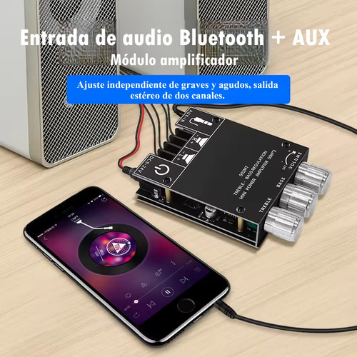 Placa Amplificadora Digital Bluetooth 5.0 50w X 2 2.0 Canales Techwolf, Audio Estéreo De Alta Potencia, Placa Amplificadora De Sonido Para Teatro En Casa Y Bocinas Diy