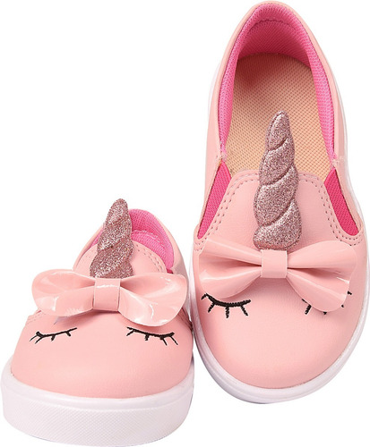 Tenis Iate Slip On Feminino Infantil Menina Casual Unicórnio Ref 16100