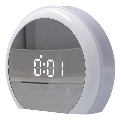 Reloj De Mesa Digital Led Espejo 7 Color Iluminación Snooze