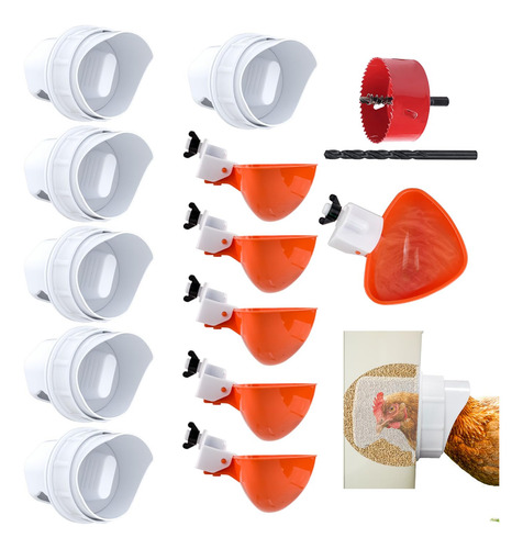 Comedero Bebedero Automático Bricolaje Para Pollos 6 Puertos Color