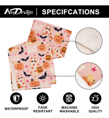 Anydesign Camino De Mesa De Halloween De Color Rosa, Fantasm
