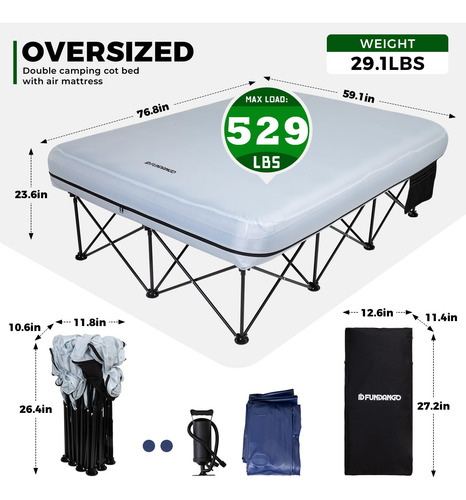 Cuna De Camping Fundango Para 2 Personas Con Colchón Inflabl