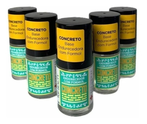 Kit 5 Esmaltes Tratamento De Unha Base Concreto Com Formol