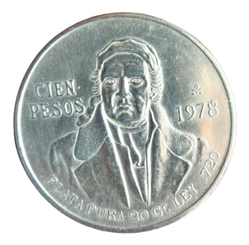 Moneda De 100 Pesos Morelos  Plata Año 1978