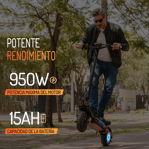 Scooter Eléctrico T8a Motor De 950w Negro Con Naranja Negro Con Naranja