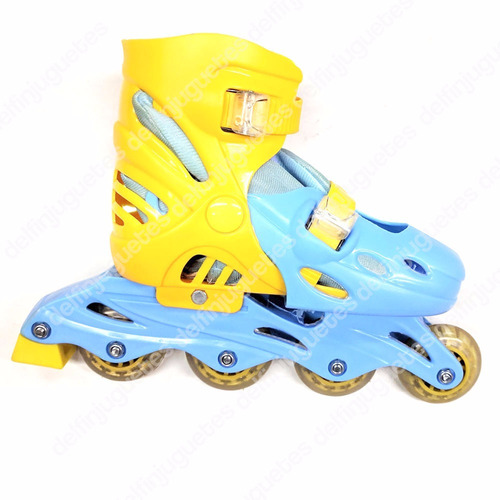 Roller Patines Extensibles 39-42 Celeste Amarillo Bota Bolsa