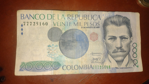 Billete 20000 Colombia 21 Agosto 2007