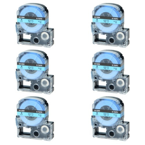 6 Pk Negro Sobre Azul De 12mm Lc-4lbp Etiqueta Cinta Compati