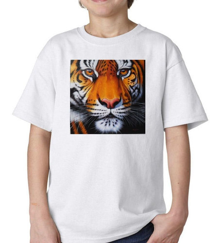 Remera De Niño Tigre Pintura En Oleo Dibujo