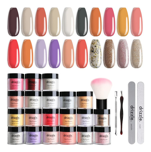 Drizzle Beauty Dip Powder Nail Kit Starter, 20 Colores Fall 