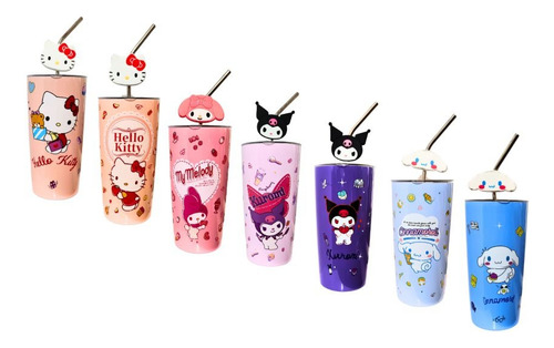 Vaso Térmico Hello Kitty Kuromi My Melody 600ml Con Popote
