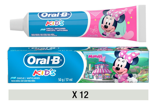 Oral B Kids Kit X12 Pasta Dental Con Fluor Para Niños Minnie