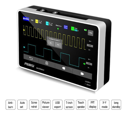 Osciloscopio Digital Portátil De2 Canal 100mhz Fnirsi 1013d
