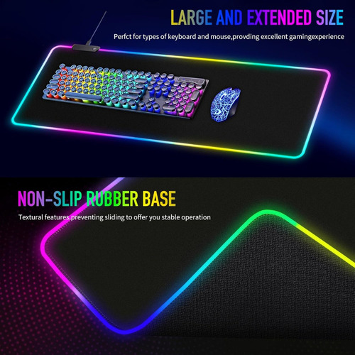 Alfombrilla De Ratón Grande Para Juegos Rgb, 15 Modos De Luz