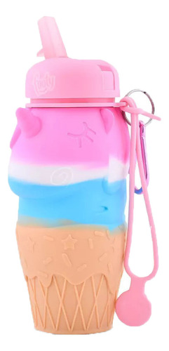 Botella Footy Plegable - Rosa Blanco Celeste Cli