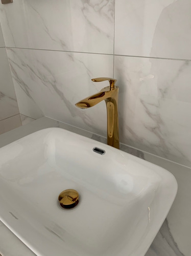 Imagen 9 de 10 de Llave Grifo Monomando Lavabo Ovalin Oro Pulido Dorado Gami